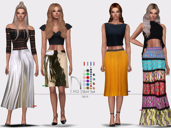 Sims 4 SET 25 Printed Skirt Set by DarkNighTt at TSR