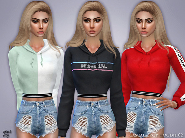 Sims 4 Casual Crop Hoodie 02 by Black Lily at TSR