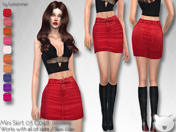 Sims 4 Mini Skirt 03 C048 by turksimmer at TSR