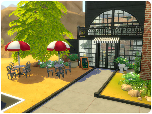 Sims 4 Industrial cafe with 3 apartments by Mini Simmer at TSR