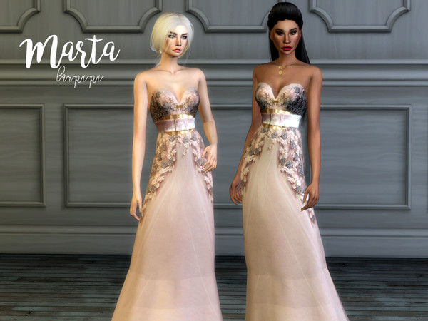 Sims 4 Marta embellished gown by laupipi at TSR