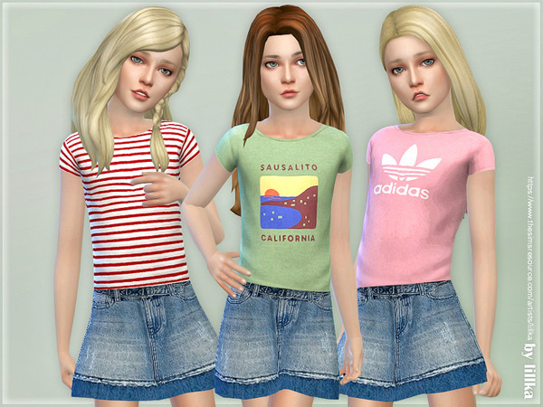 Sims 4 Summer Print Top & Skirt 02 by lillka at TSR