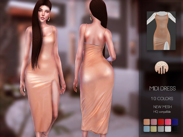 Sims 4 Midi Dress BD86 by busra tr at TSR