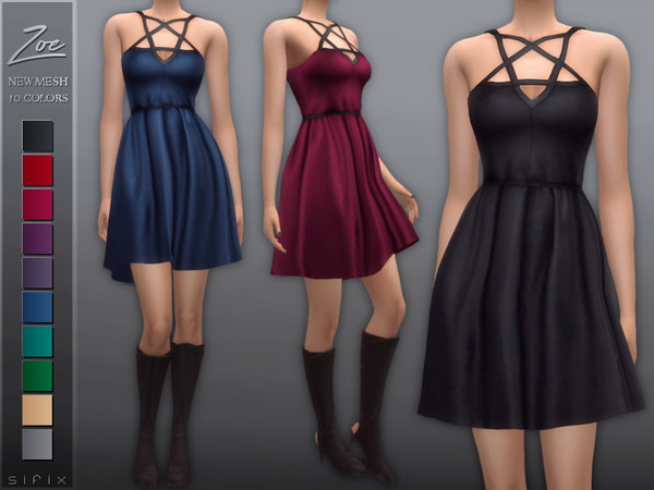 Sims 4 Zoe Dress by Sifix at TSR