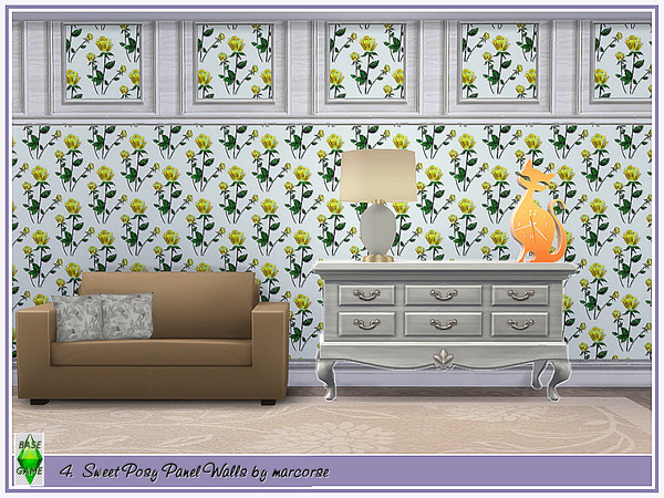 Sims 4 Sweet Posy Panel Walls by marcorse at TSR