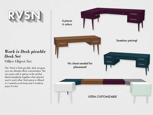Sims 4 Work is Desk picable Office Set by RAVASHEEN at TSR