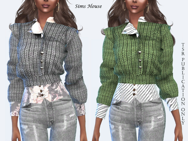 Sims 4 Womens knitted cardigan by Sims House at TSR