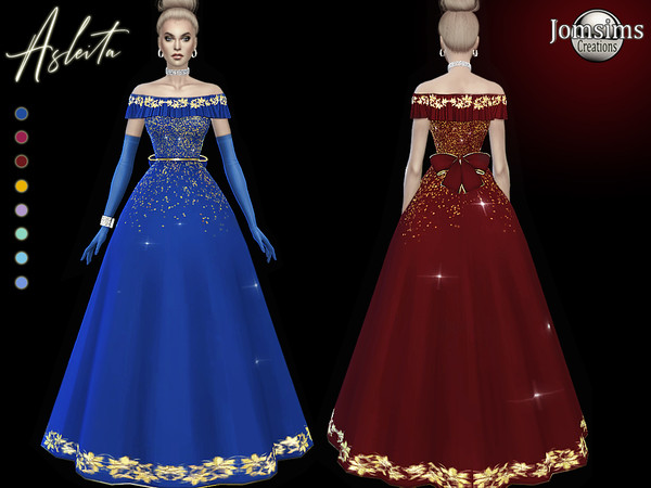 Sims 4 Asleita dress by jomsims at TSR