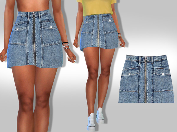 Sims 4 Denim Skirt by Saliwa at TSR