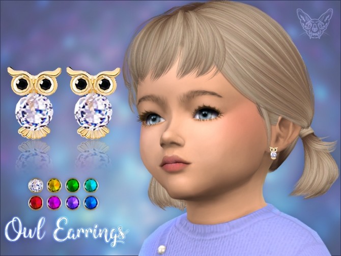 Sims 4 Owl Stud Earrings For Toddlers at Giulietta