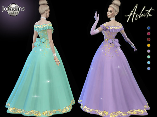 Sims 4 Asleita dress by jomsims at TSR