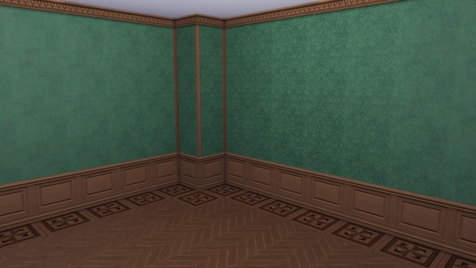 Sims 4 Dual Edged Wall with Rectangular Wainscot Brocade 02 by TheJim07 at Mod The Sims
