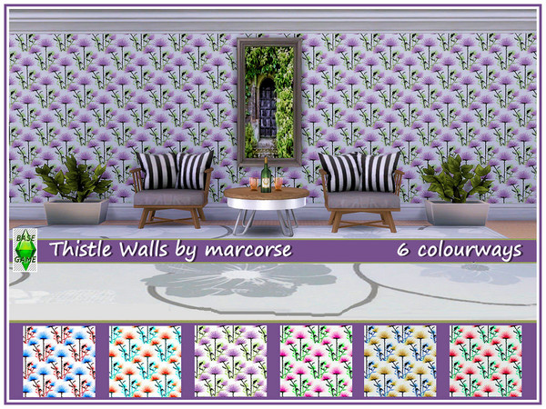 Sims 4 Thistle Walls by marcorse at TSR