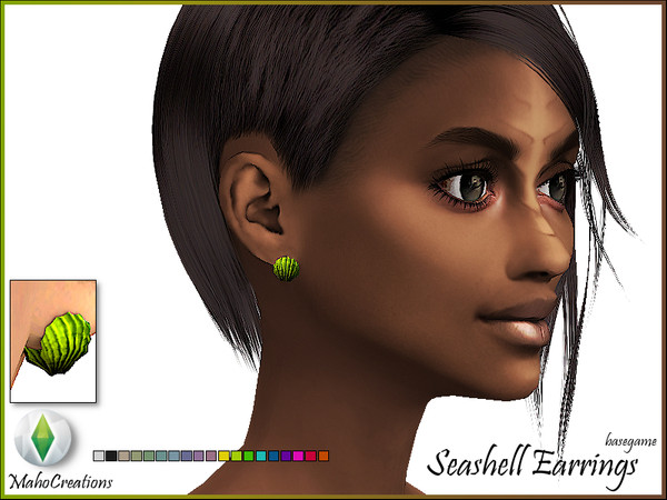 Sims 4 Seashell Earrings by MahoCreations at TSR