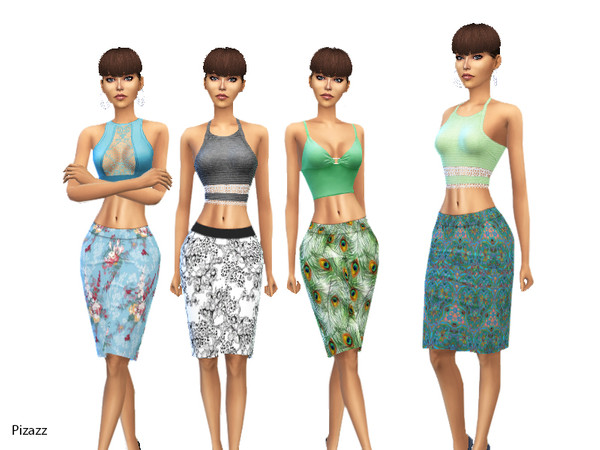 Sims 4 Ladies Printed Skirts by pizazz at TSR
