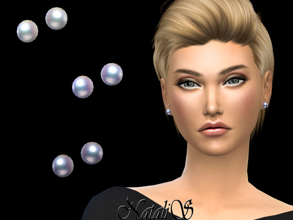 Sims 4 Simple stud pearl earrings by NataliS at TSR