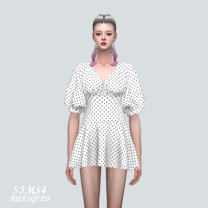 Sims 4 Elegant Puff Sleeves Mini Dress (P) at Marigold