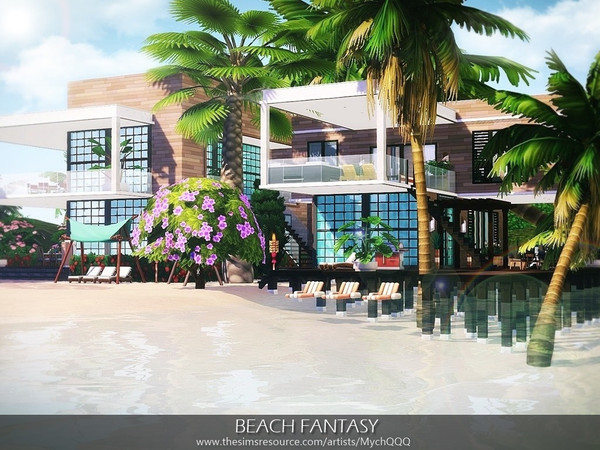 Sims 4 Beach Fantasy house by MychQQQ at TSR