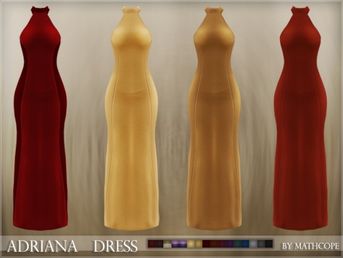 Sims 4 Adriana dress by Mathcope at Sims 4 Studio