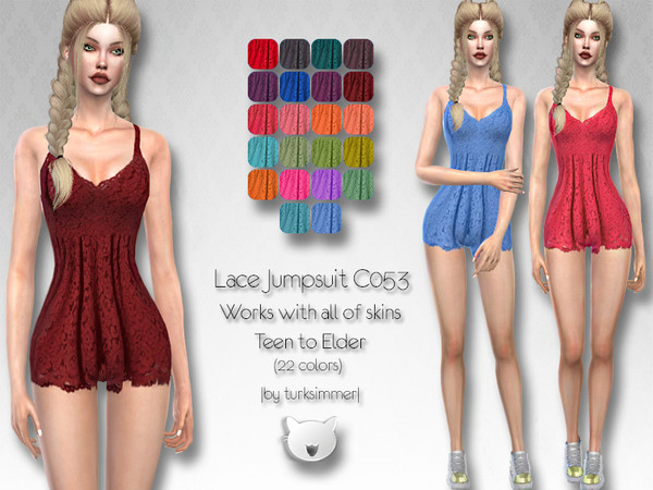Sims 4 Lace Jumpsuit C053 by turksimmer at TSR