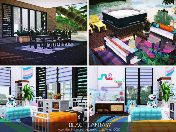 Sims 4 Beach Fantasy house by MychQQQ at TSR