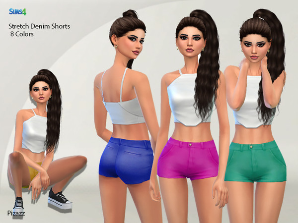 Sims 4 Stretch Denim Shorts by pizazz at TSR