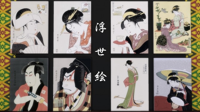 Sims 4 Japanese tradition Ukiyo e paintings by Feelshy at Mod The Sims
