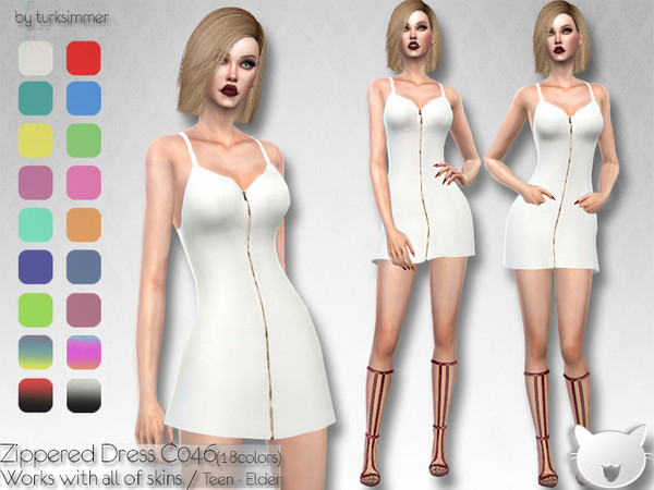 Sims 4 Zippered Dress C046 by turksimmer at TSR
