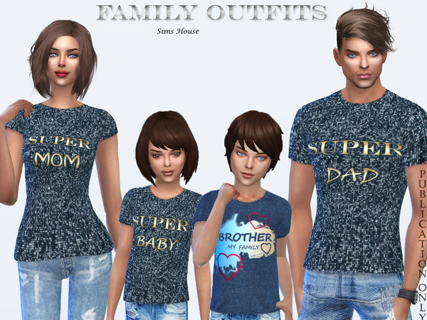 Sims 4 T shirt family F by Sims House at TSR