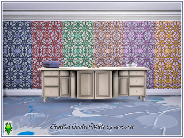 Sims 4 Jewelled Circles Walls by marcorse at TSR