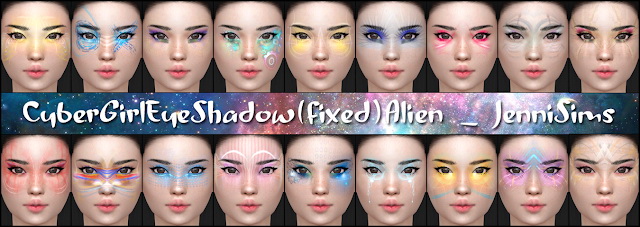 Sims 4 Eyeshadow cyber girl 18 Swatches at Jenni Sims