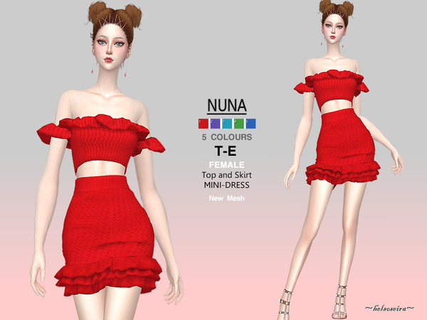Sims 4 NUNA Top n Skirt Mini Dress by Helsoseira at TSR