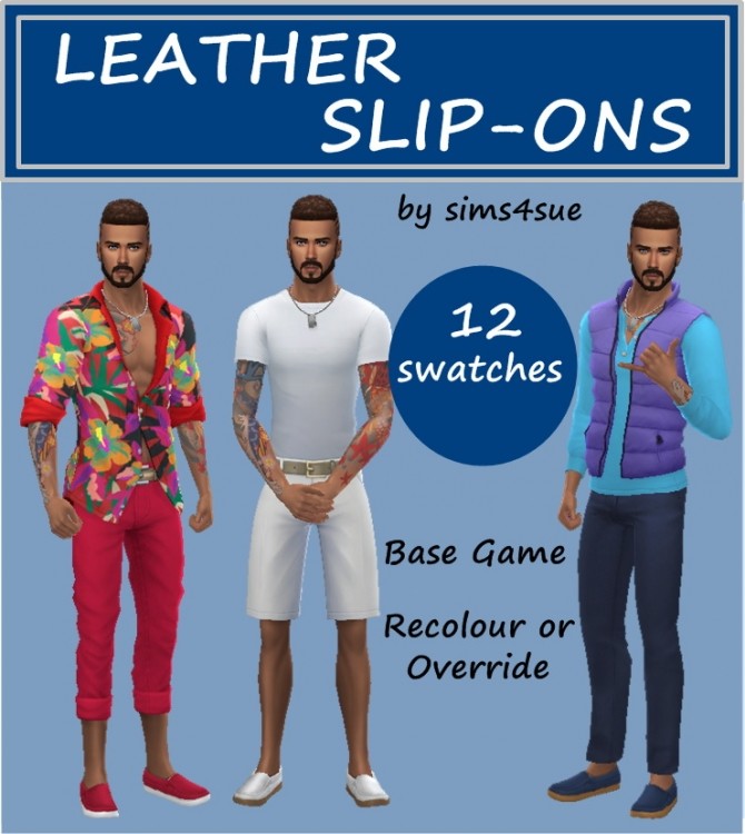 Sims 4 BASE GAME LEATHER SLIP ONS at Sims4Sue
