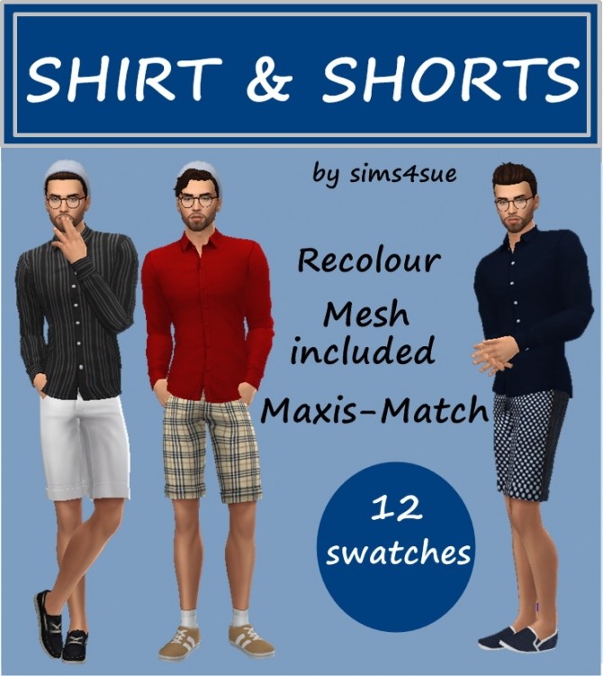 Sims 4 SHIRT & SHORTS at Sims4Sue