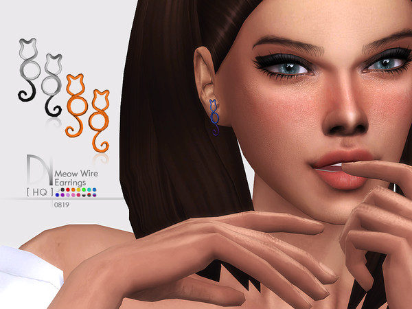 Sims 4 Meow Wire Earrings by DarkNighTt at TSR