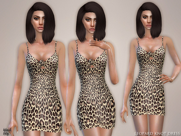 Sims 4 Leopard Knot Dress by Black Lily at TSR