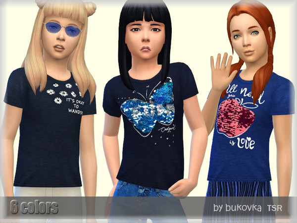 Sims 4 T shirt Blue by bukovka at TSR