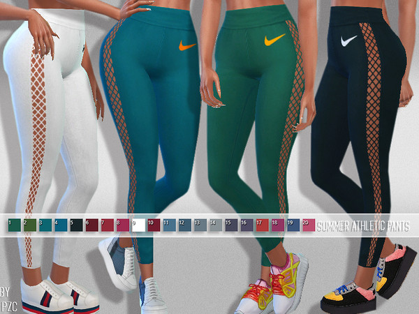 Sims 4 High Waisted Summer Athletic Pants by Pinkzombiecupcakes at TSR