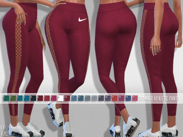 Sims 4 High Waisted Summer Athletic Pants by Pinkzombiecupcakes at TSR
