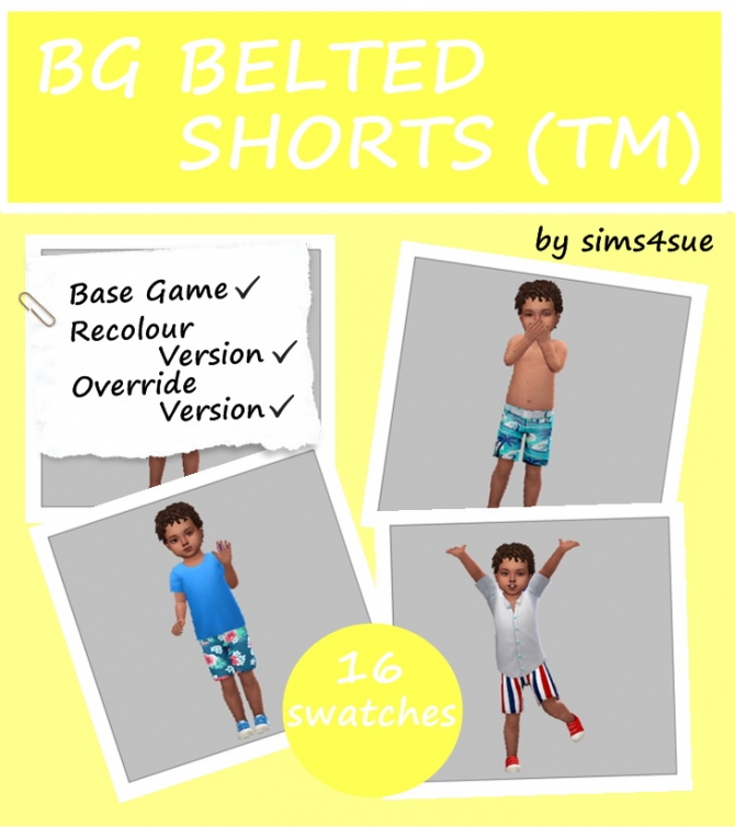 BASE GAME BELTED SHORTS TM at Sims4Sue » Sims 4 Updates