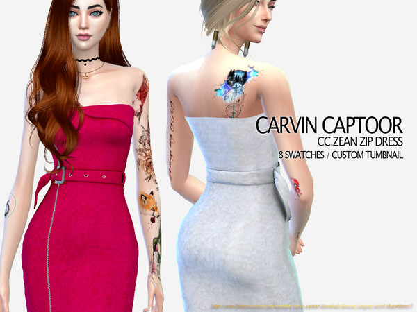 Sims 4 Zean Zip Dress by carvin captoor at TSR