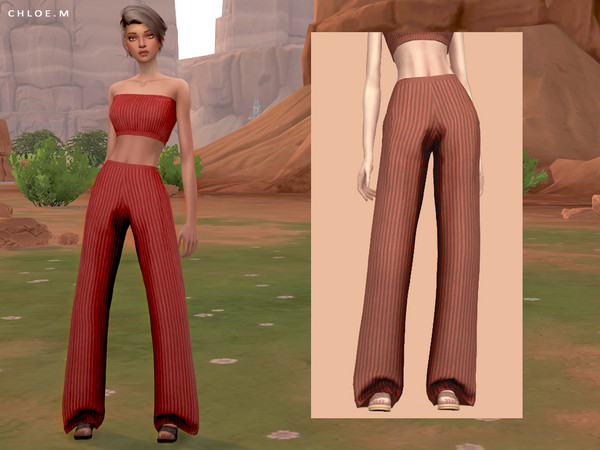 Sims 4 Knitted Loose Pants by ChloeMMM at TSR