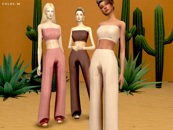 Sims 4 Knitted Loose Pants by ChloeMMM at TSR