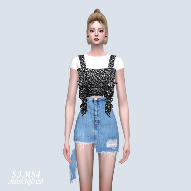 Sims 4 Ruffle Top Shirring Ruffle Top With T (P) at Marigold » Sims 4 Updates