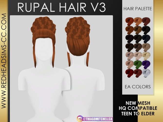 Sims 4 RUPAUL HAIR at REDHEADSIMS