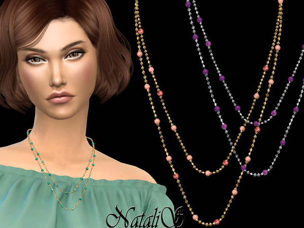 Sims 4 Gemstone beads chain necklace by NataliS at TSR