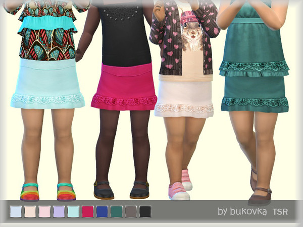 Sims 4 Skirt & Lace for little girls by bukovka at TSR
