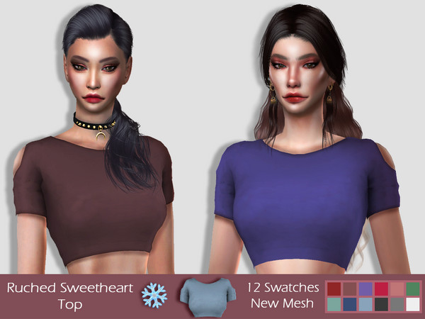 Sims 4 LMCS Ruched Sweetheart Top by Lisaminicatsims at TSR