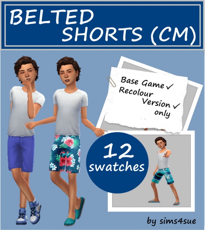 BASE GAME BELTED SHORTS (CM) at Sims4Sue » Sims 4 Updates