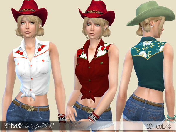 Sims 4 Cowgirl shirt by Birba32 at TSR